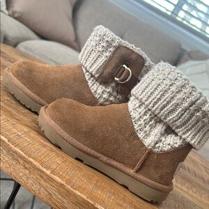UGG Cozy Brown and Cream Knit Boots